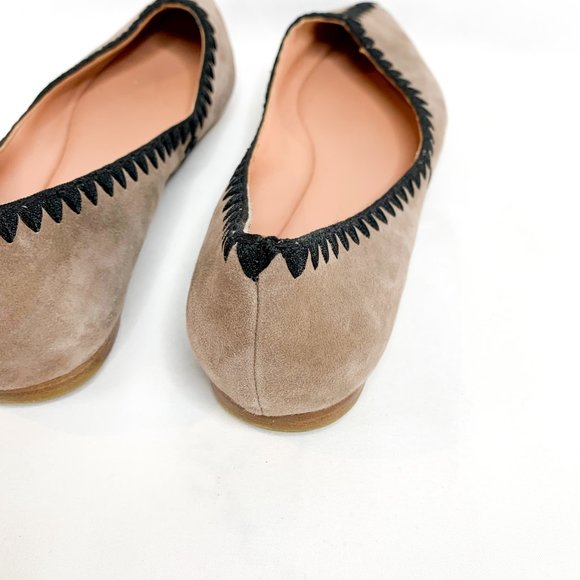 SIGERSON MORRISON Suede Stitched Pointed Flats - Picture 6 of 8
